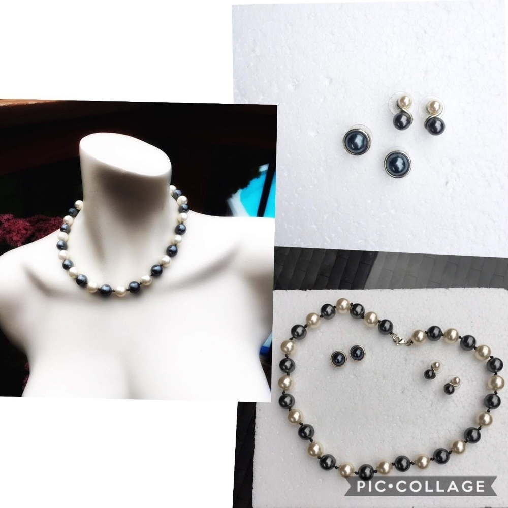 S/3  Fresh Water Pearl Necklace & Earrings